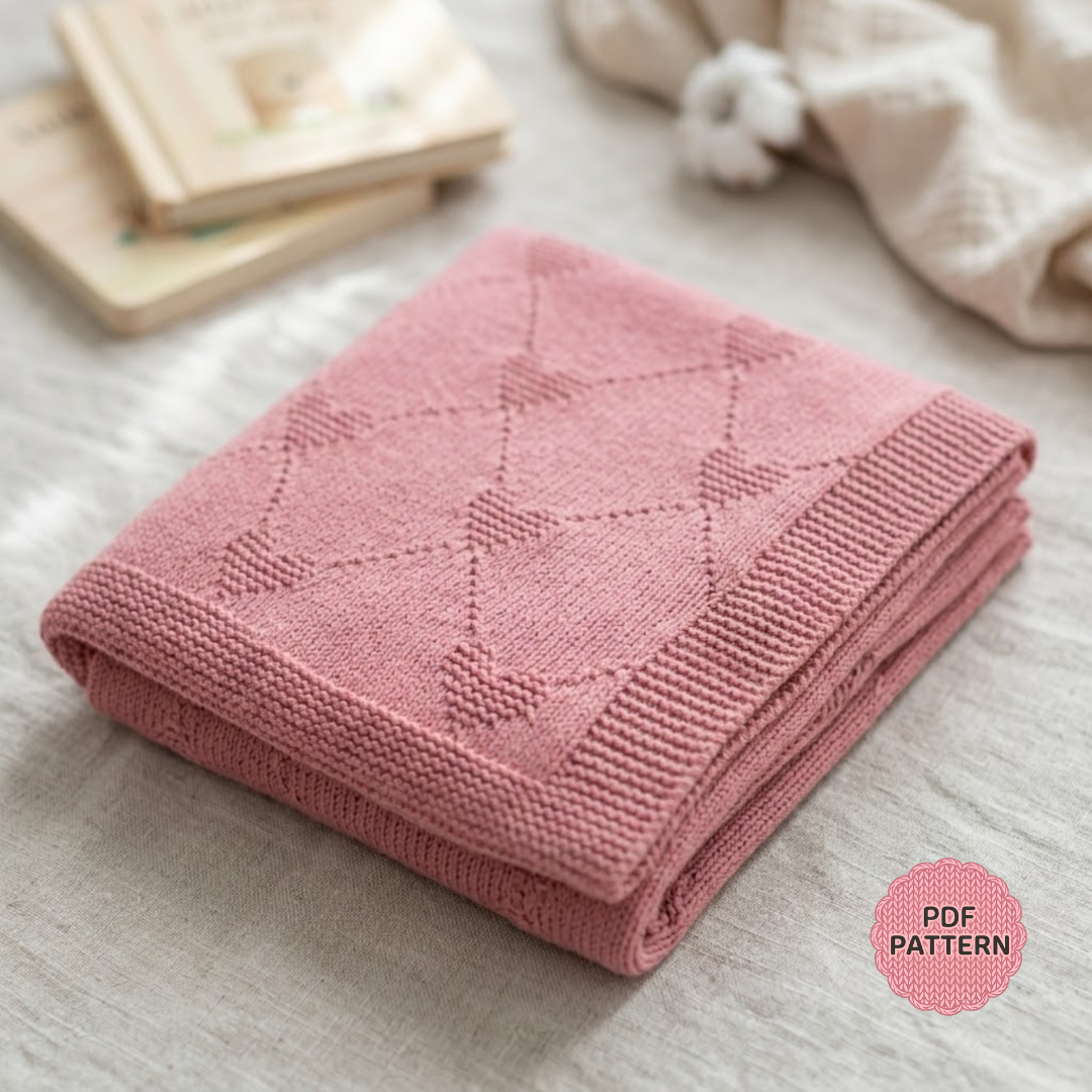 Heartfelt Baby Blanket Knitting Pattern, Beginner Friendly