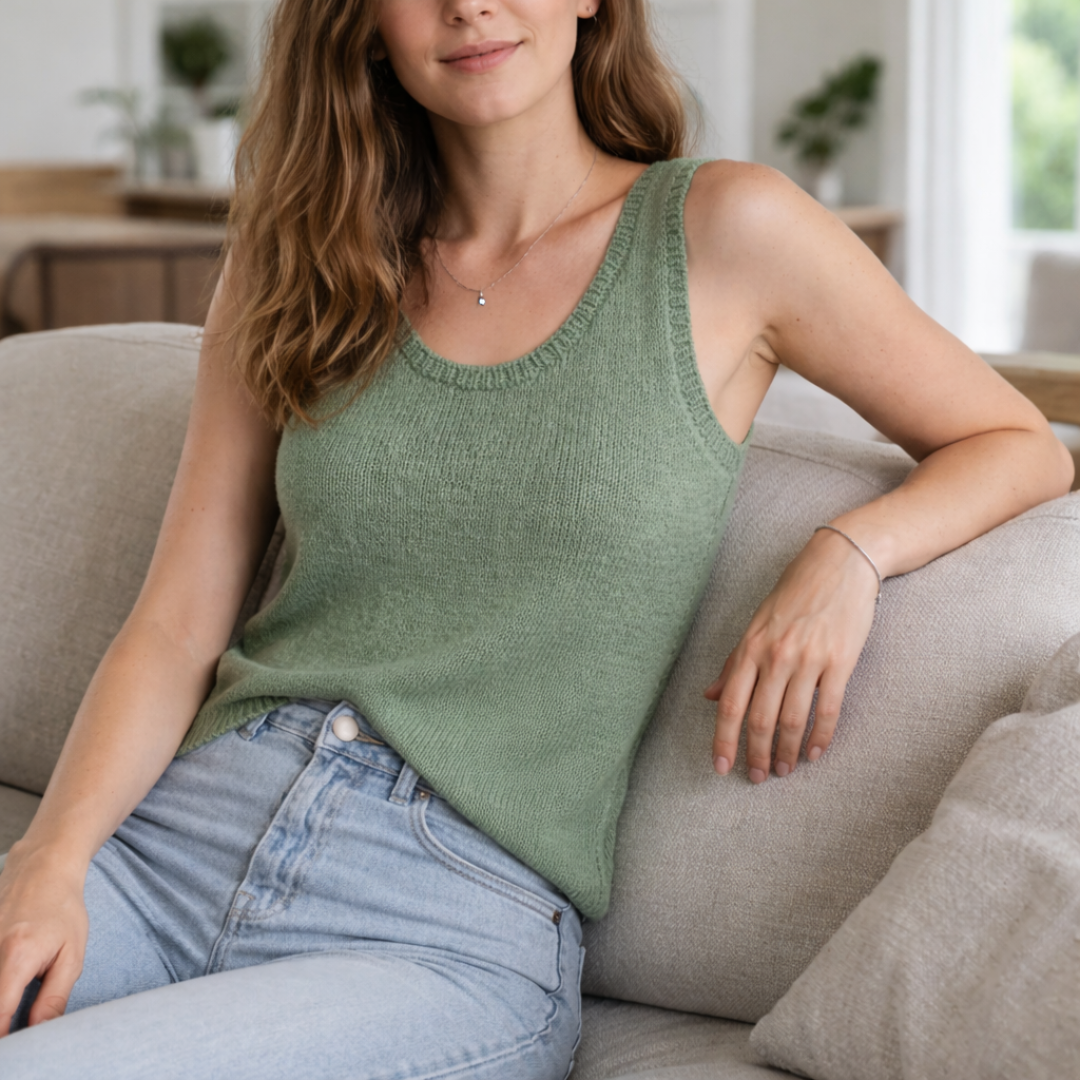 Summer Knit Tank Pattern PDF, Sleeveless Top Knitting, Beginner Friendly Knitwear, Modern Minimalist