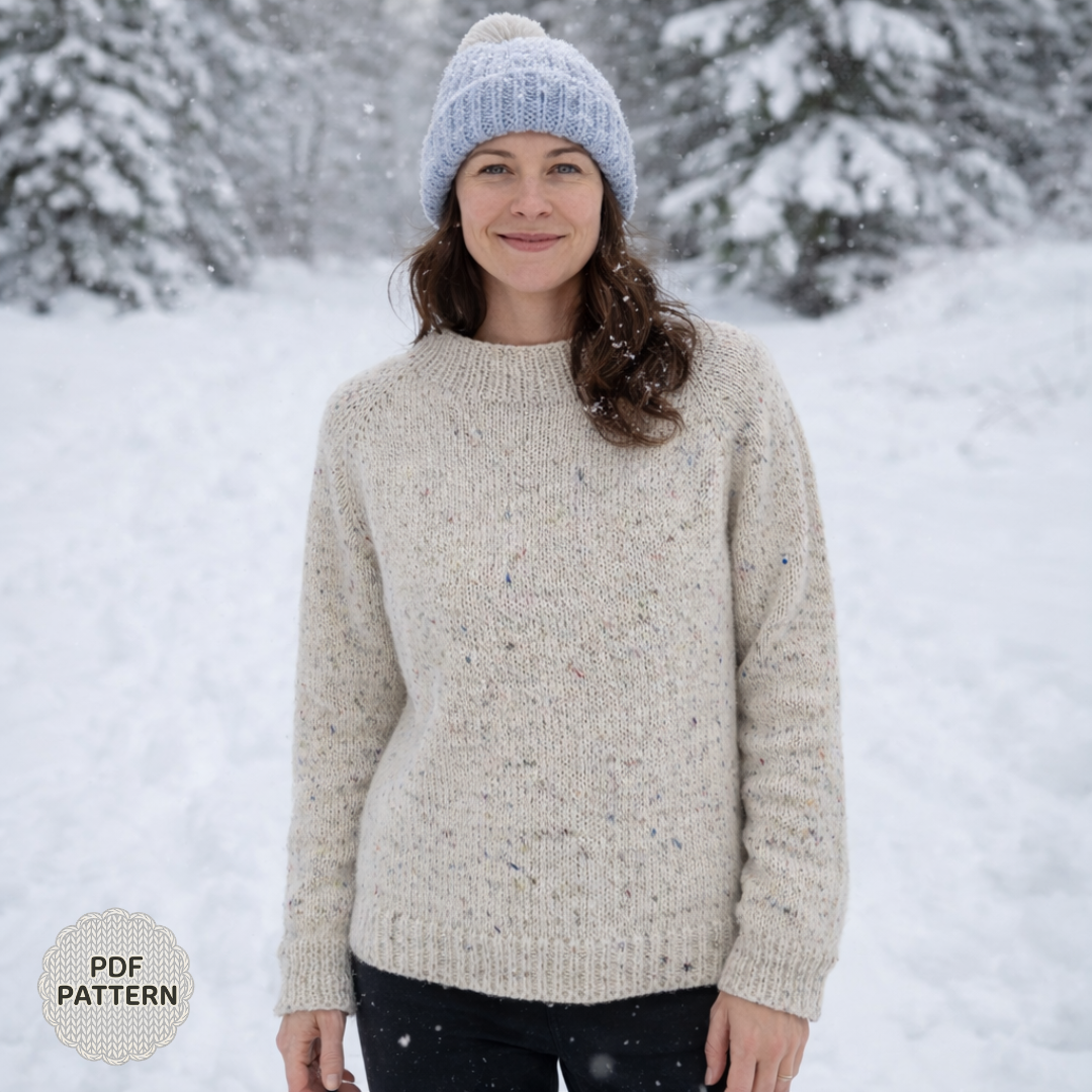 Raglan Sweater Knitting Pattern, Beginner Friendly with Video Tutorial