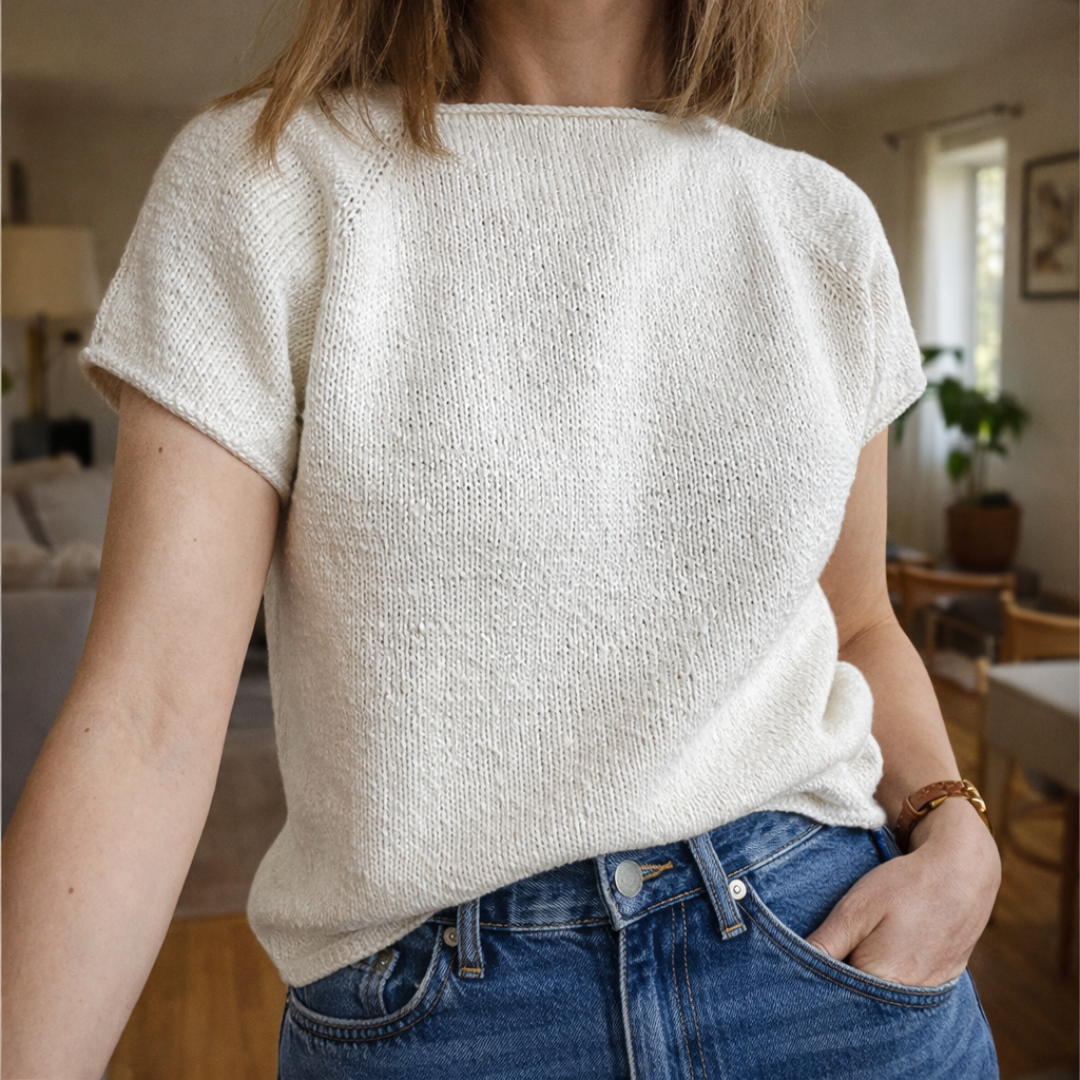 Basic Tee Knitting Pattern, 4 patterns, Sizes S - 4X