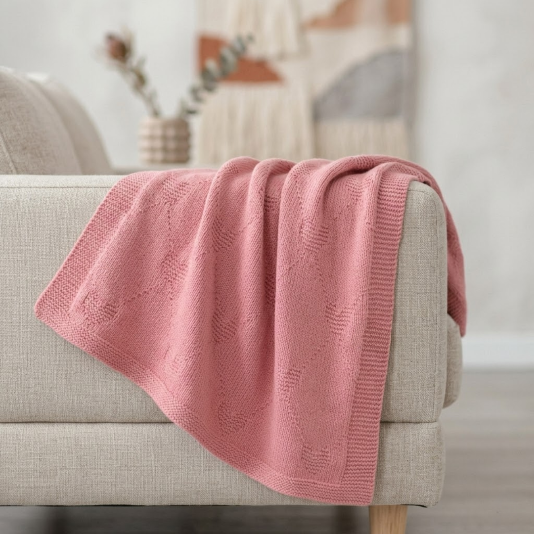 Heartfelt Baby Blanket Knitting Pattern, Beginner Friendly